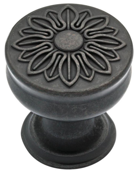 Soft Iron Floral Knob - 1 1/4"