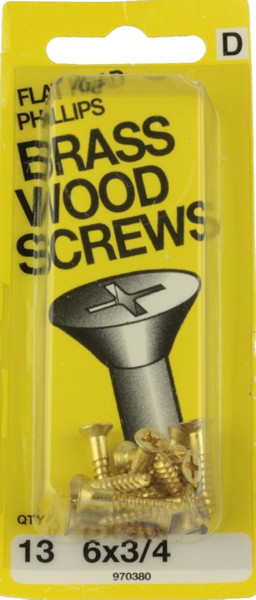 #6 x 3/4" Flat Head Brass Wood Screws H-970380
