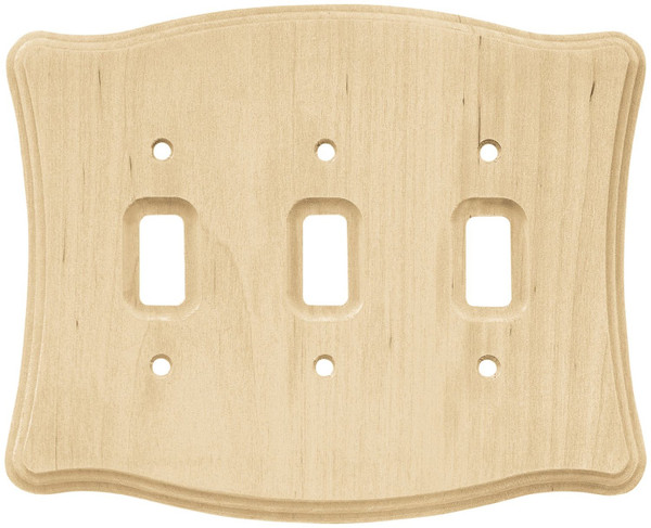Wood Scalloped Triple Switch Plate - Unfinished (64646)