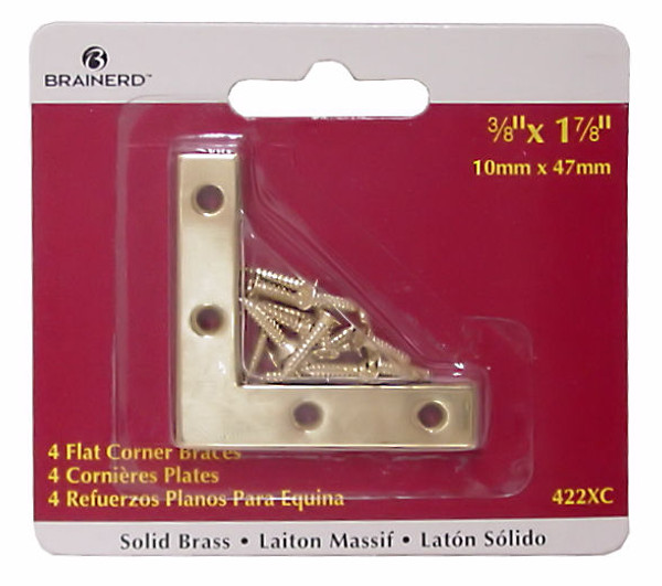 Solid Brass Flat Corner Braces - Set Of 4 - 3/8" X 1-7/8" LQ-422XC