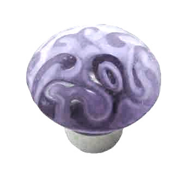 Betsy Fields Glass Knob - Frosted Plum Scroll 1-3/8" CB-PBF371Y-PLU-C