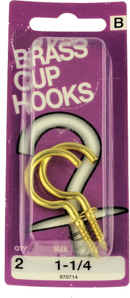 1 1/4" Brass Cup Hooks - 2 Pack H-970714