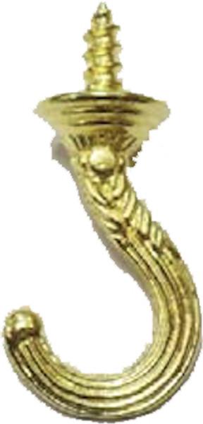 Fancy Cup or Key Hook 1-3/4" Brass Plated