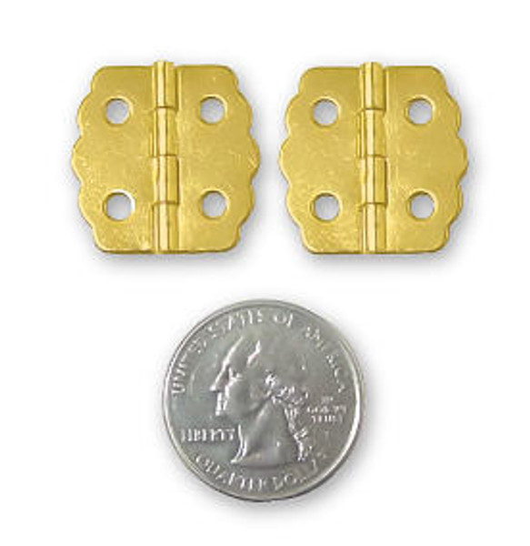 Pair (2) Humidor or Jewel Box Hinges With Screws  23X22mm - Polished Brass