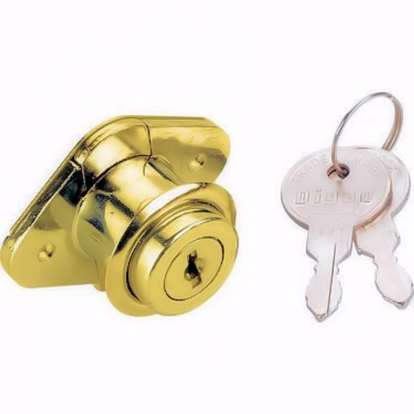 Drawer Lock Brass Plated 2 Keys - Keyed Alike HR-1060BR