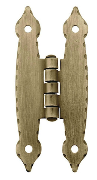Forged Edge Surface Mount "H" Hinge for Flush Doors - Antique Brass 3-1/2"Pair (two Hinges) H09001C-AB-C