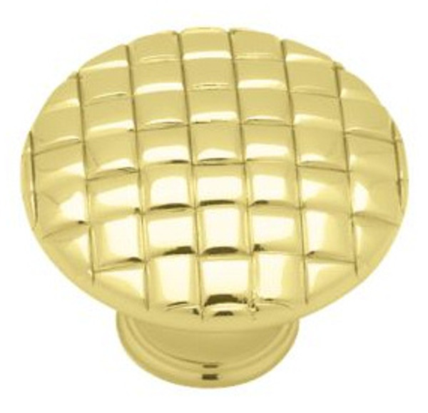 Basket Weave Knob 1-3/16"   Brass Plated   L-PN0416-PB-C