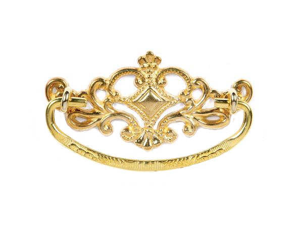 Crowned Solid Brass Bail handle - Open Lace  - Diamond Center 3"