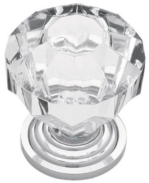 Acrylic Knob Diamond Cut w/ Chrome Base 1 1/4" (P30122)