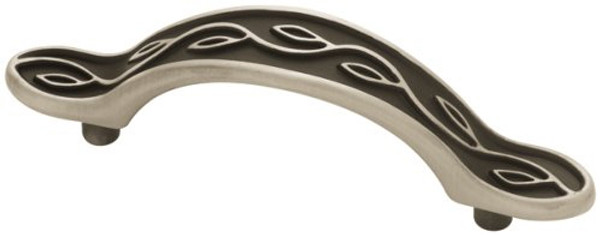 Leaf & Vine handle - Brushed Satin Pewter & Black - 3" (PBF589Y-BSB-C)