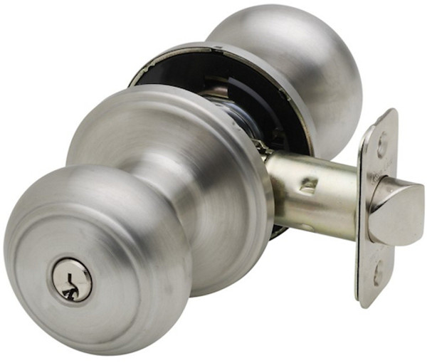 Keyed Entry Knob Set - Colonial Style - Satin Stainless - E Series - CK2040