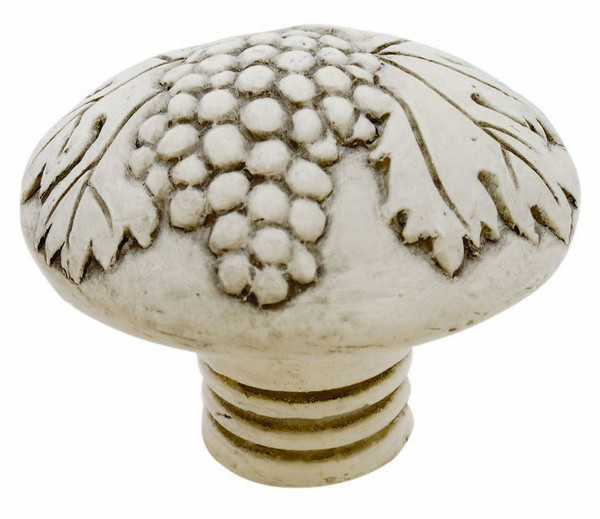 Faux Ivory Carved Grape & Leaf Knob 42mm