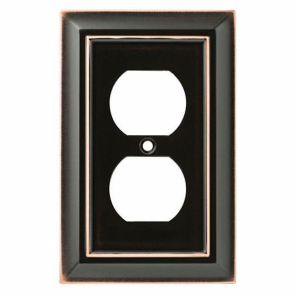 Architect Single Duplex Outlet Cover Plate Oil Rubbed Bronze W10086-OB-UP
