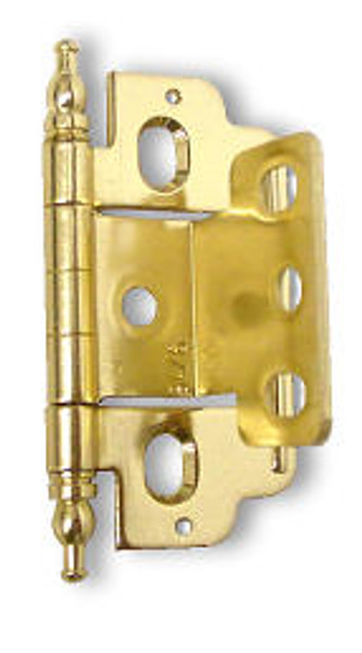 Wrap-Around Single Hinge Full Inset 9/16'' Door Minaret Tip Polished Brass 2 1/2"