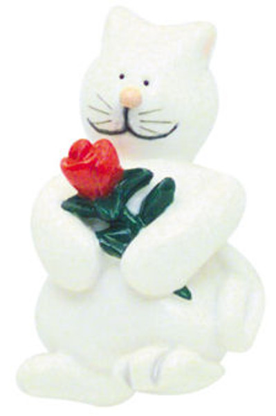 White Cat w/ Rose Knob - 2"