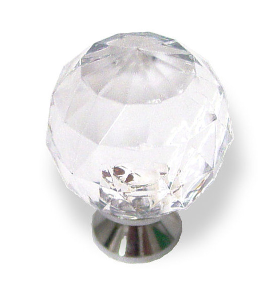 Liberty Hardware - Clear Acrylic Faceted Ball Knob Chrome Base 1 3/16" L-P30101-CHC-C