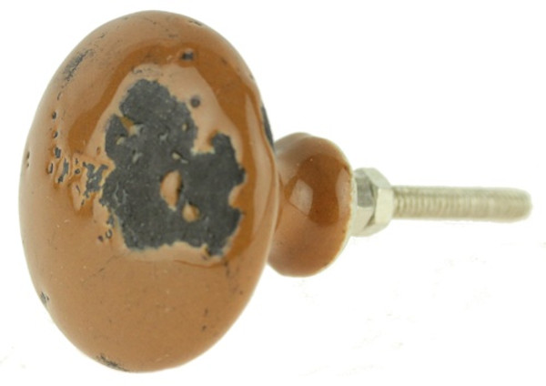 Tan Ceramic Knob w/ Aged Chips - 1 3/4"