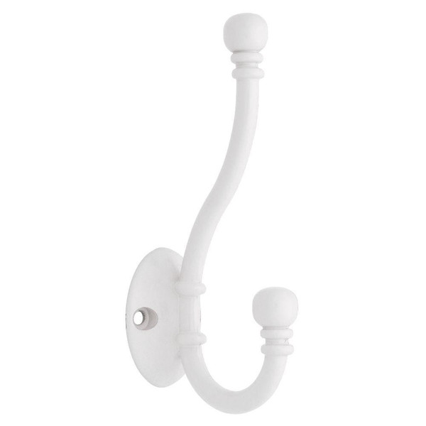 White Ball End Coat Hook - 5 1/8"  L-B46305Z-W-C