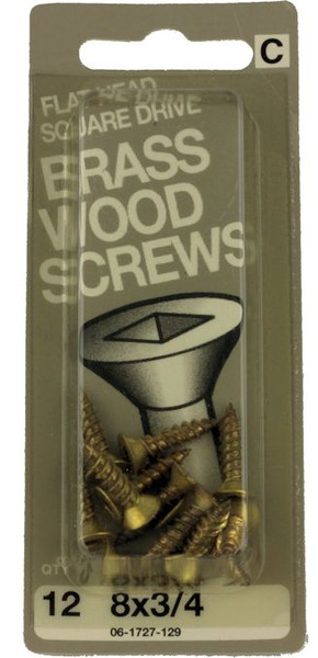 Solid Brass Wood Screws 8 X 3/4" 12 Pak H-06-1727-129