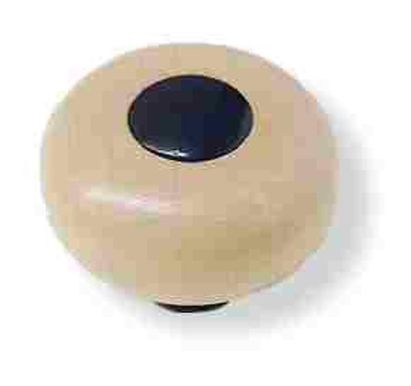 1-3/8" Whitewashed Wood Knob - Black Button Center & Base AM-PK818-MA7