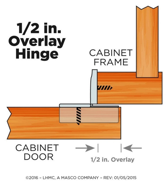 1/2" Overlay Compact Concealed Hinge - 6 Way Adjust - With Dowels H70217-NP-A