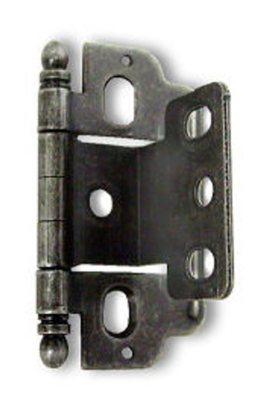 Wrap-Around Single Hinge for 1/2" to 9/16" Door Mounted Flush Wrought Iron Finish 1 1/2"