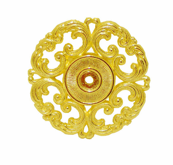 Elegant Scroll Design Round Backplate 2-3/4" Bright Brass