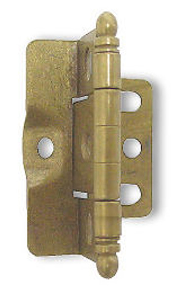 Wrap-Around Single Hinge for 3/4" Doors Non-Mortise Burnished Brass  2 1/4"