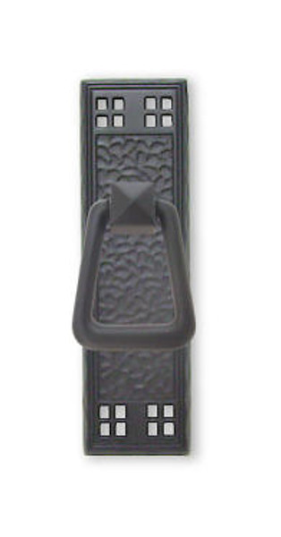Mission Black 4-1/2" Textured  Vertical Backplate And Small Drop Ring   L-PN0045-PN0745-MIB-A