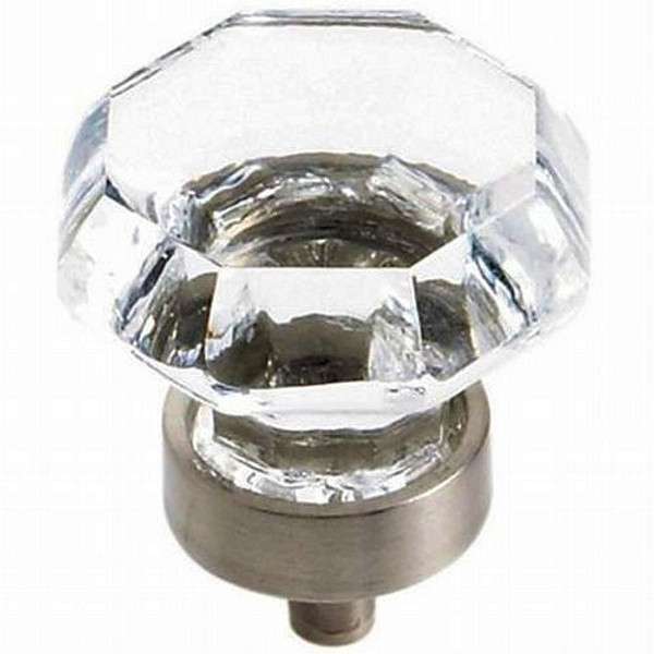 Amerock 1-1/4" Glass Octagon And Satin Nickel Knob BP55268-CG10