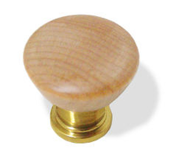 Maple Knob, Brass Base 1 1/4" Dia. LQ-P50094V-PL1-C