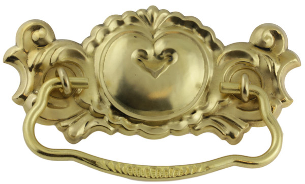 Stamped Solid Brass Bail handle 3" Center Heart Design P32-B3586SB