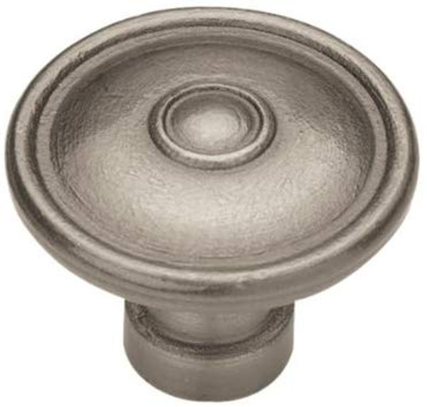 1-1/2" Knob Rustique Button Antique Pewter  L-PN1310-AP-C