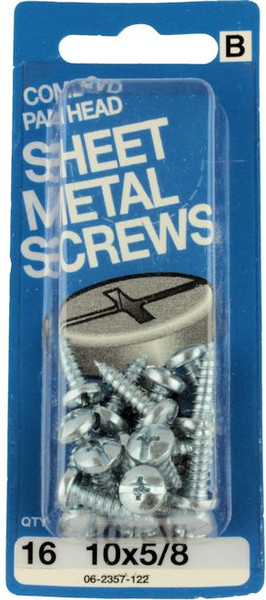 #10 X 5/8" Phillips Flat Sheet Metal Screws 16-Pak H-06-2357-122