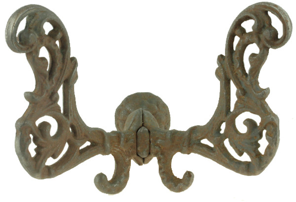 Salvaged Rusty Cast Iron Hook - Eastlake Style H17-C2569-R