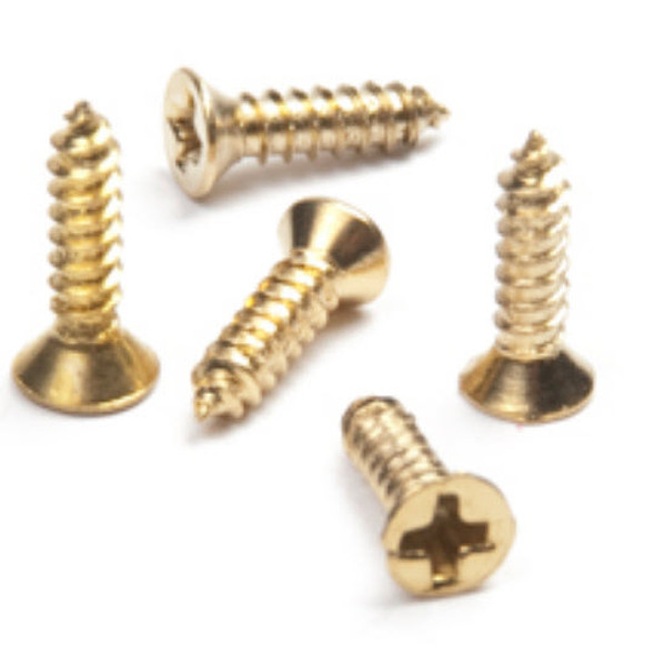 5 X 5/8" Flat Head Screw - Phillips Head - Brass Plated - (25 Pcs)