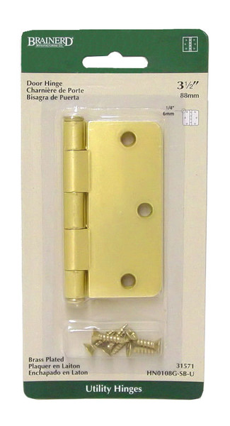 Hinge, 3-1/2" 1/4" Radius Round Corner Satin Brass LQ-HN0108G-SB-U