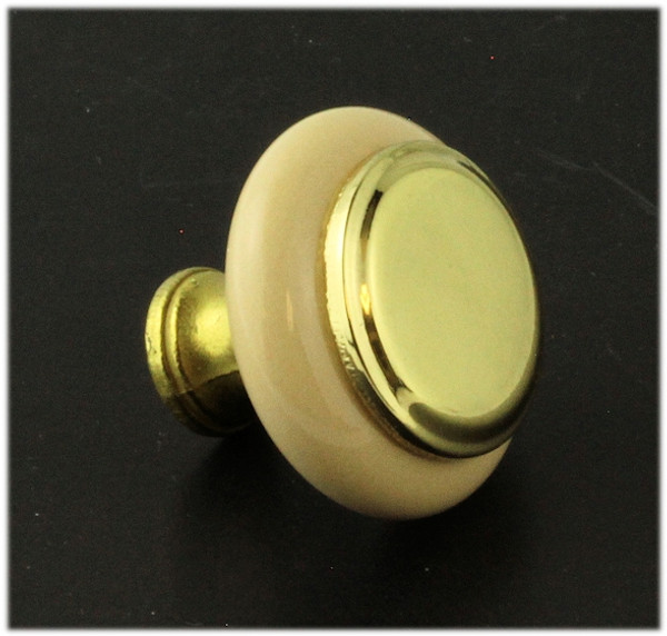 1-1/4" Ceramic Almond Knob Brass Center AM-BP76246-AL3