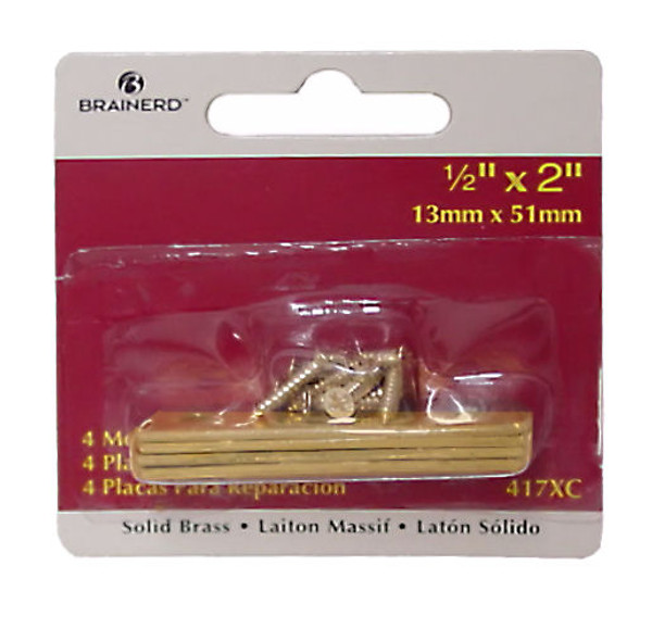 Mending Plates Set Of 4 - Solid Brass With Screws 1/2" X 1-7/8" LQ-417XC