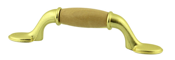 Traditional Bright Brass handle - Natural Birch Insert 3" LQ-P50010C-PB1-C5