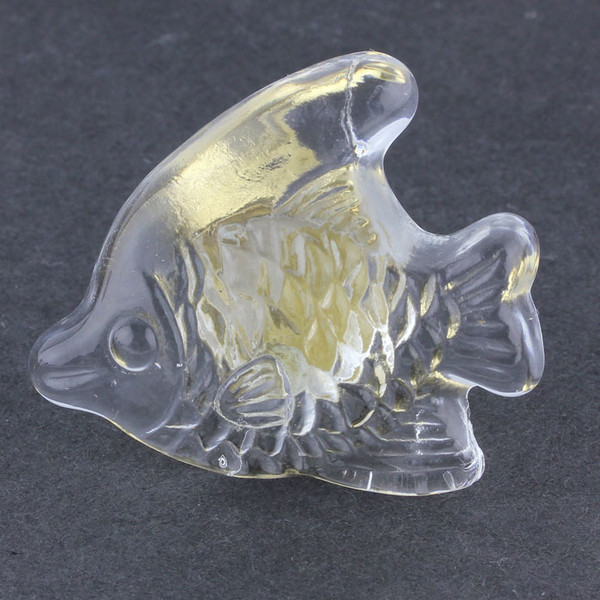 NEEDS GLUE! Clear Glass Fish Knob - 50mm
