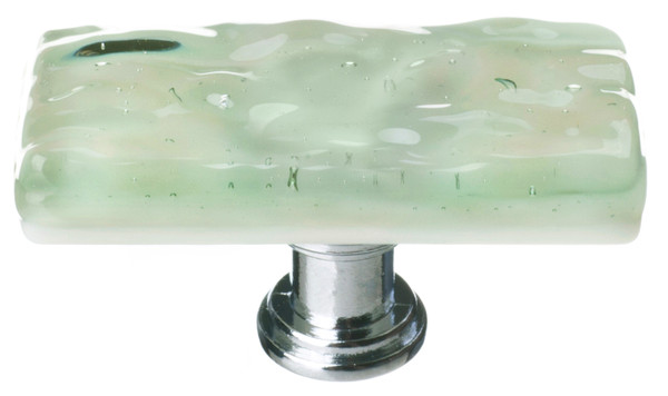 Skinny Glacier spruce green long knob with polished chrome base