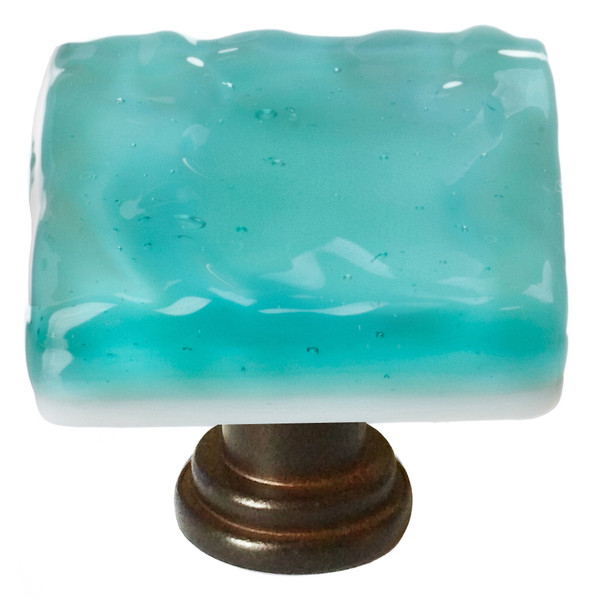 Glacier aqua knob with oil rubbed bronze base