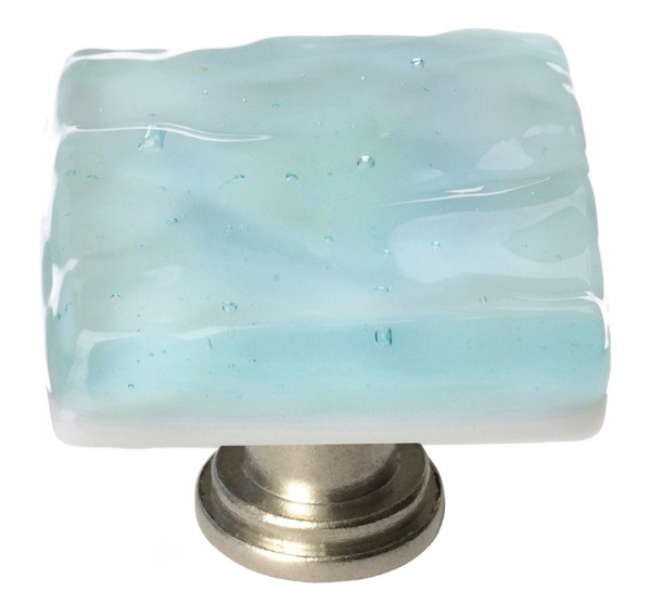 Glacier light aqua knob with satin nickel base