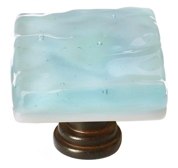 Glacier light aqua knob with oil rubbed bronze base