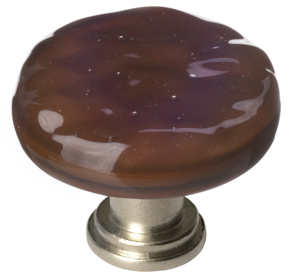 Glacier woodland brown round knob with satin nickel base
