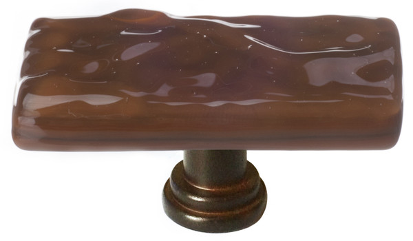 Skinny Glacier woodland brown long knob with oil rubbed bronze base