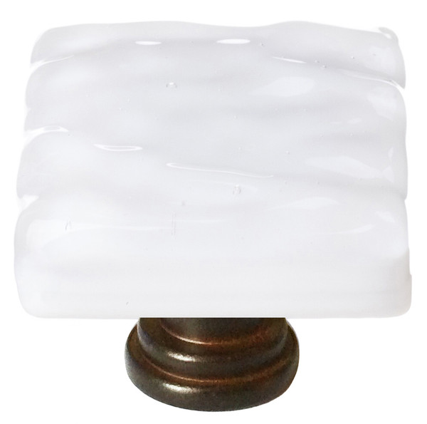 Glacier white knob with oil rubbed bronze base