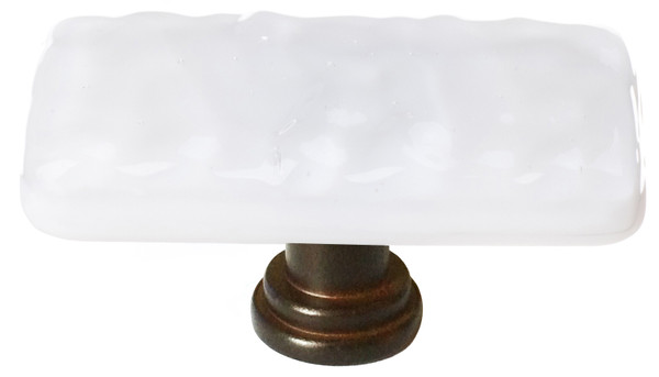 Glacier white long knob with oil rubbed bronze base