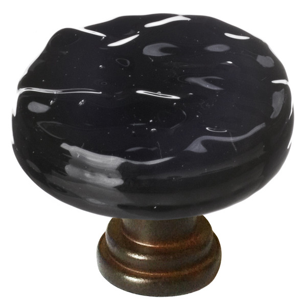 Glacier black round knob with oil rubbed bronze base